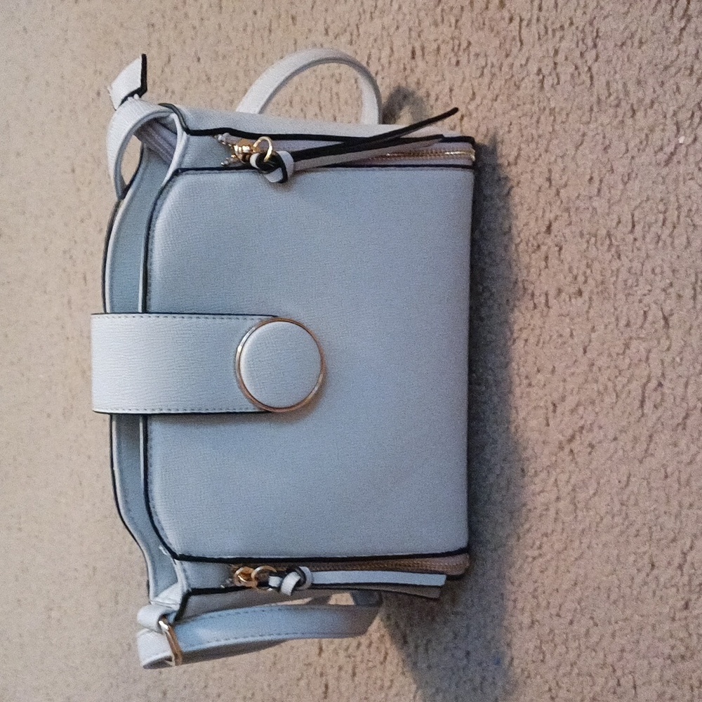 Grey Patent Leather Crossbody Purse